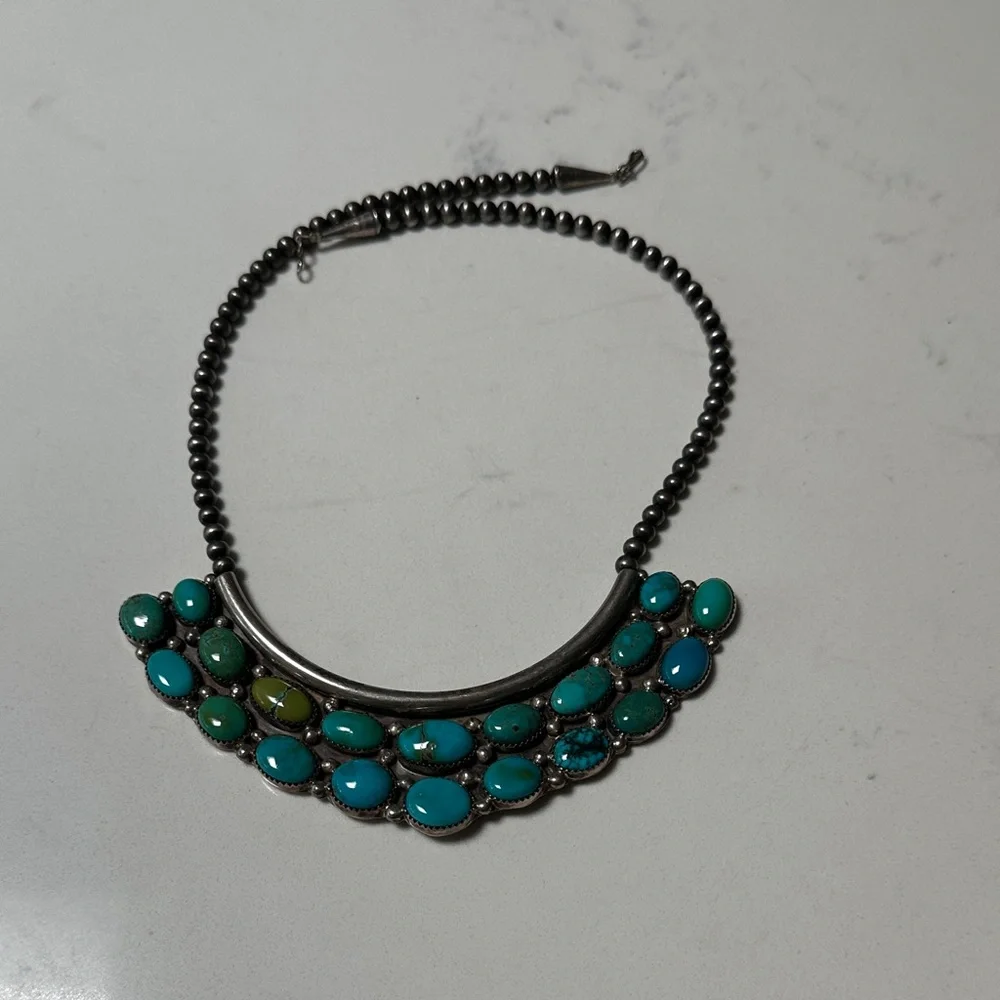Elegant Turquoise Bib Necklace - Picture 3 of 5